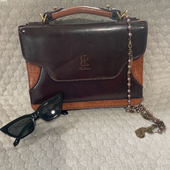 Elegant Bellerose Brown and Tan Satchel - Picture 1 of 8